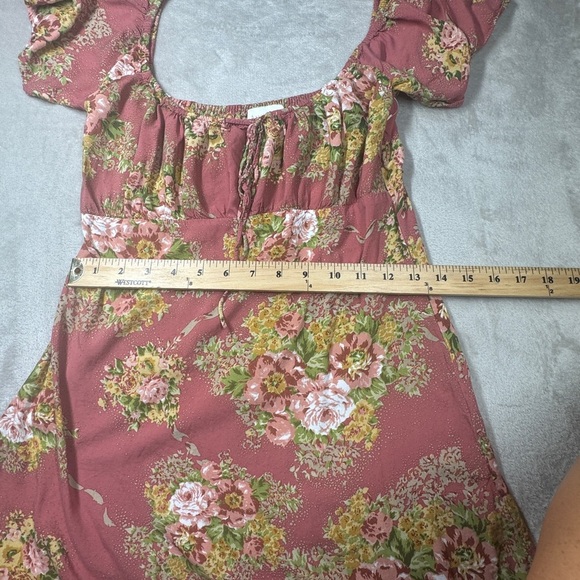 Auguste the Label Bonnie Beachside Floral Peach Pink Yellow Green Mini Dress 4 - Picture 12 of 16